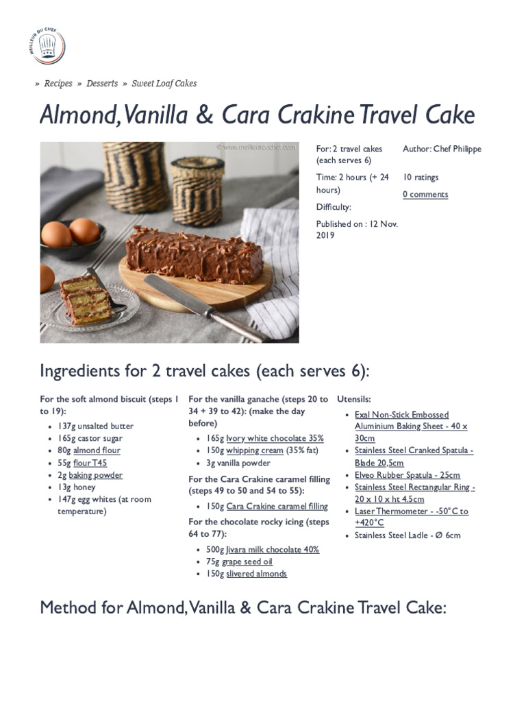Almond & Cara Crakine Travel Cake | PDF | Cakes | Biscuit