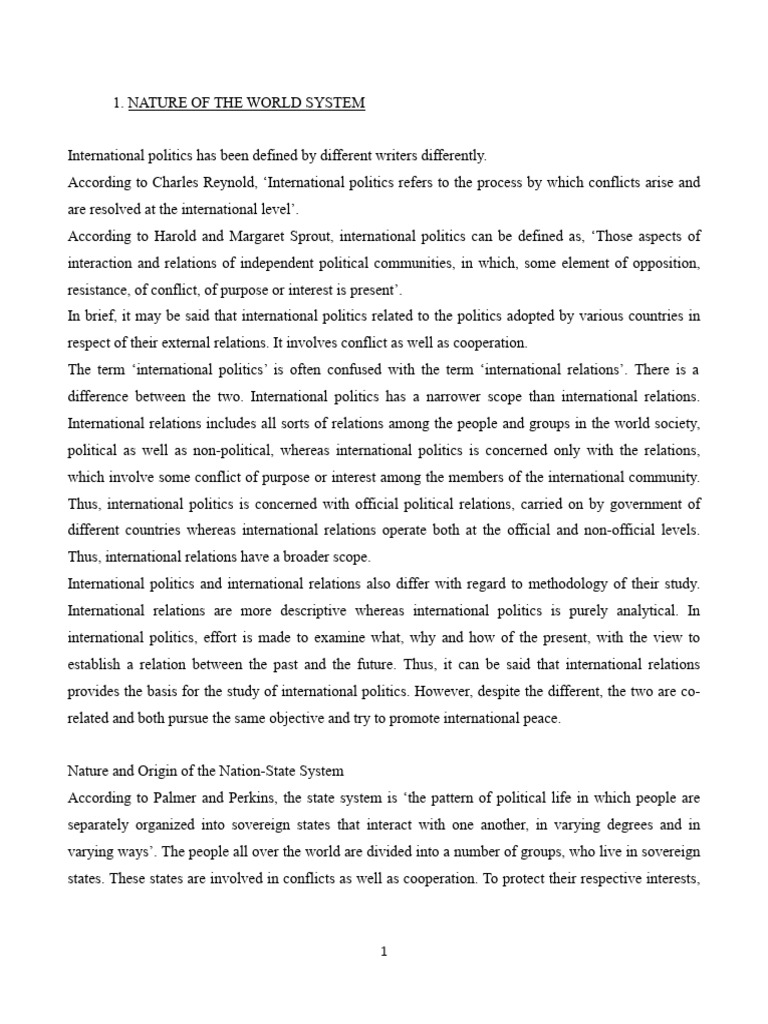 Understanding International Politics and Nation-States | PDF ...