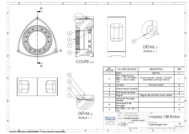 Assemblage Rotor Mazda 13B en SOLIDWORKS | PDF