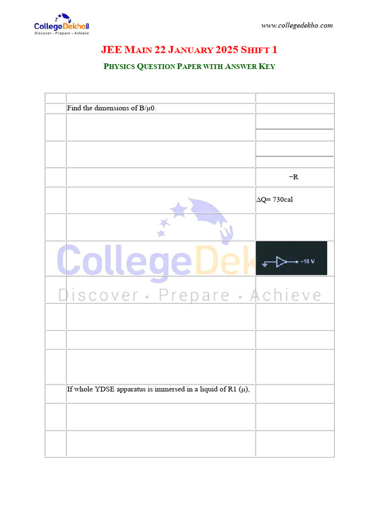 JEE Main Physics Question Paper 2025 | PDF | Electron | Capacitor