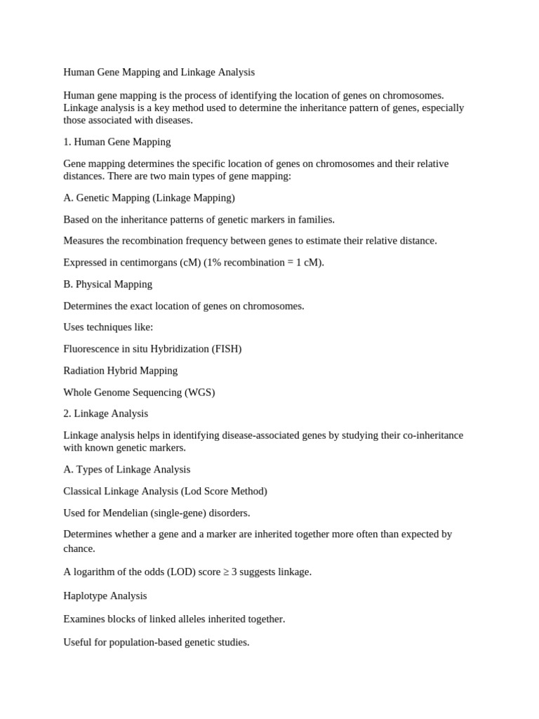 Linkage Analysis in Gene Mapping | PDF | Genetic Linkage | Genetic ...