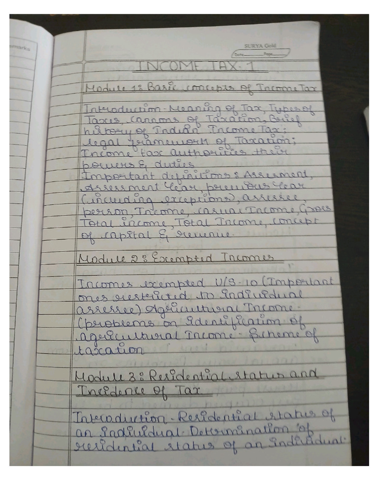 Income Tax 1 Full Notes Pdf