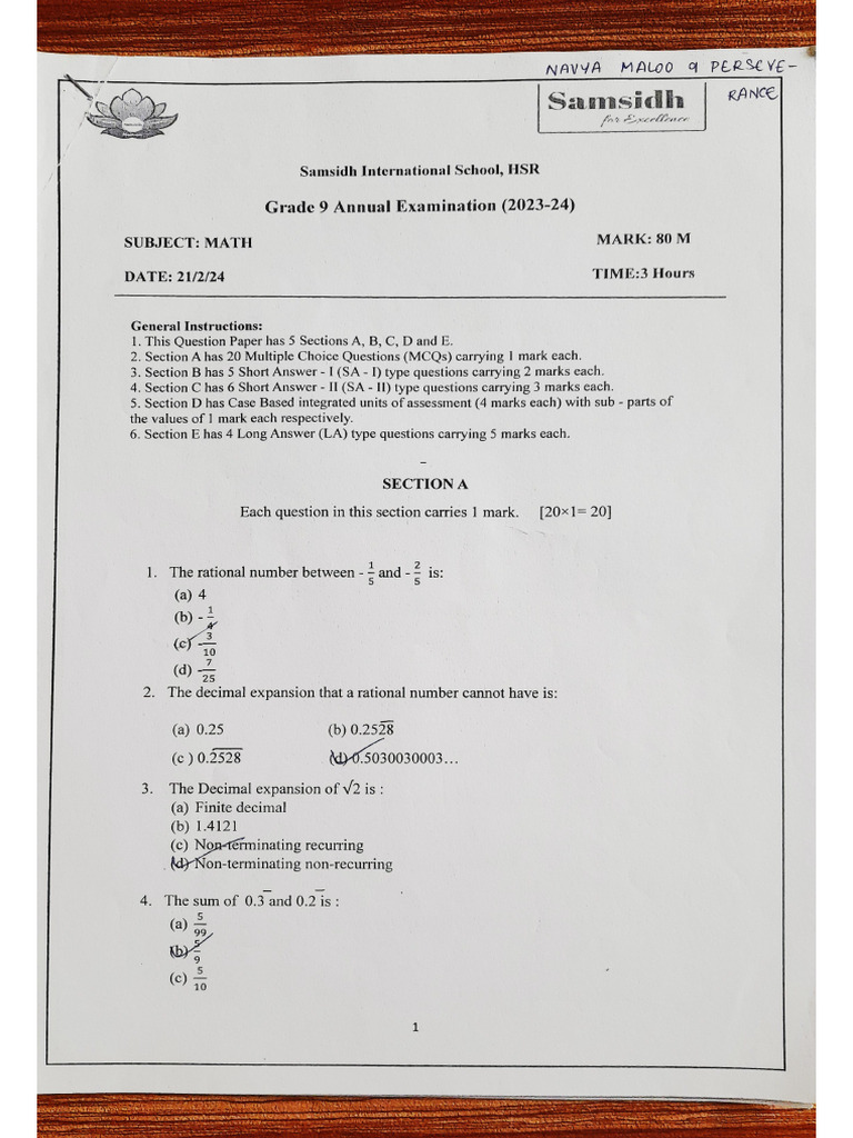 Math Samsidh AY24 Final Paper | PDF