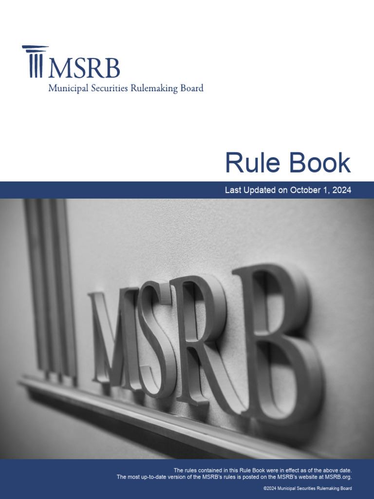 MSRB Rule Book Overview 2024 | PDF | U.S. Securities And Exchange ...