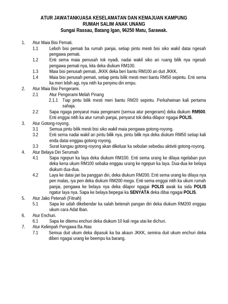 PERAMBU ATUR JAWATANKUASA KESELAMATAN DAN KEMAJUAN KAMPUNG | PDF
