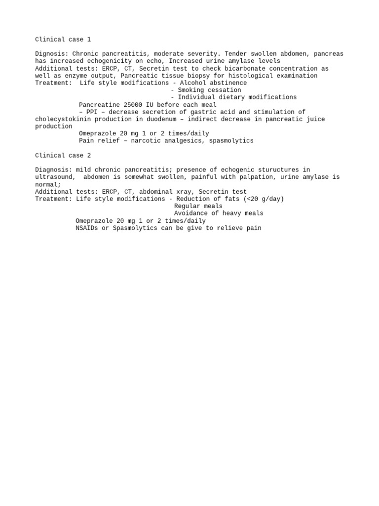 Chronic Pancreatitis Case Studies and Treatment | PDF