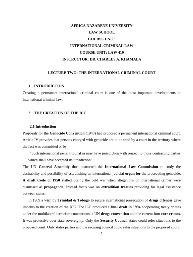 ICC Overview: Structure and Jurisdiction | PDF | International Criminal ...