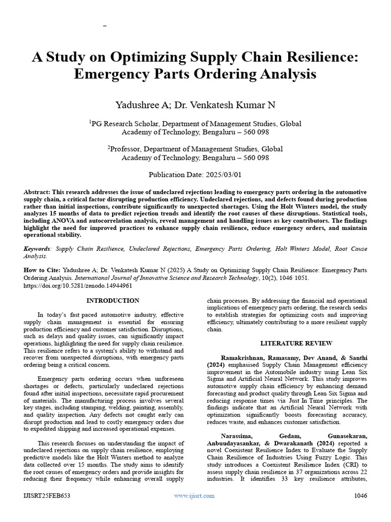 Optimizing Supply Chain Resilience | PDF | Forecasting | Supply Chain
