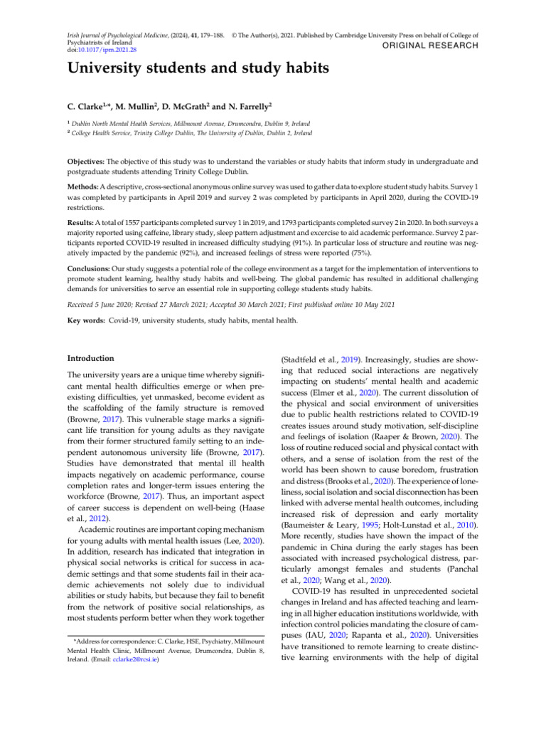 Study Habits of University Students | PDF | Survey Methodology | Mental ...