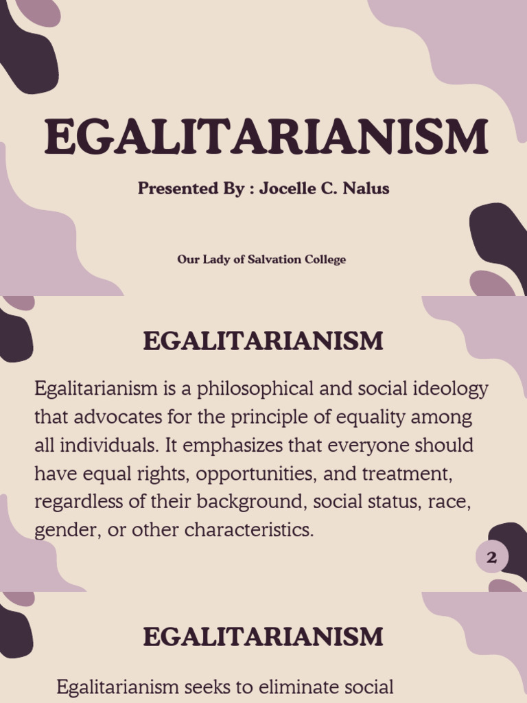 Understanding Egalitarianism Principles | PDF