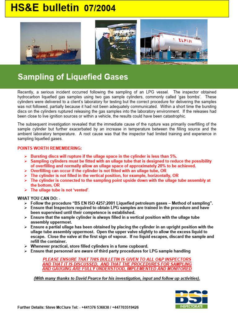 LPG Sampling Safety Procedures | PDF | Liquefied Petroleum Gas | Energy ...