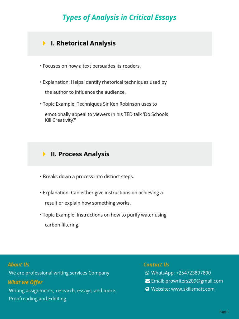 Types of Analysis in Critical Essays | PDF | Essays | Causality