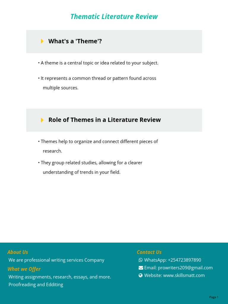 Understanding Thematic Literature Reviews | PDF