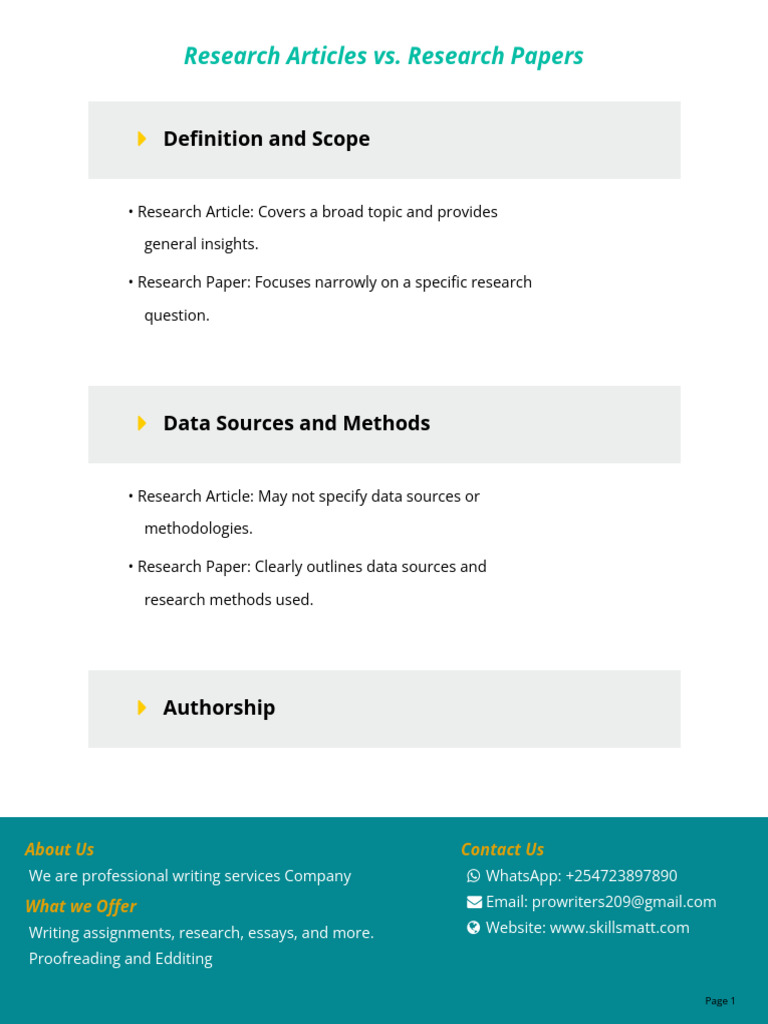 Research Articles vs. Research Papers | PDF