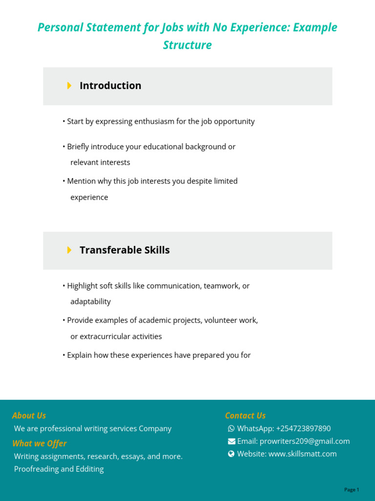 Personal Statement For Jobs With No Experience Exa | PDF, image size:768x1024