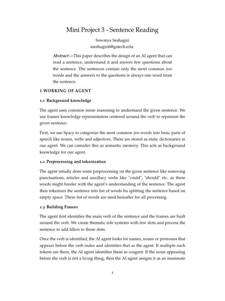 Mini Project3 Report | PDF | Verb | Noun