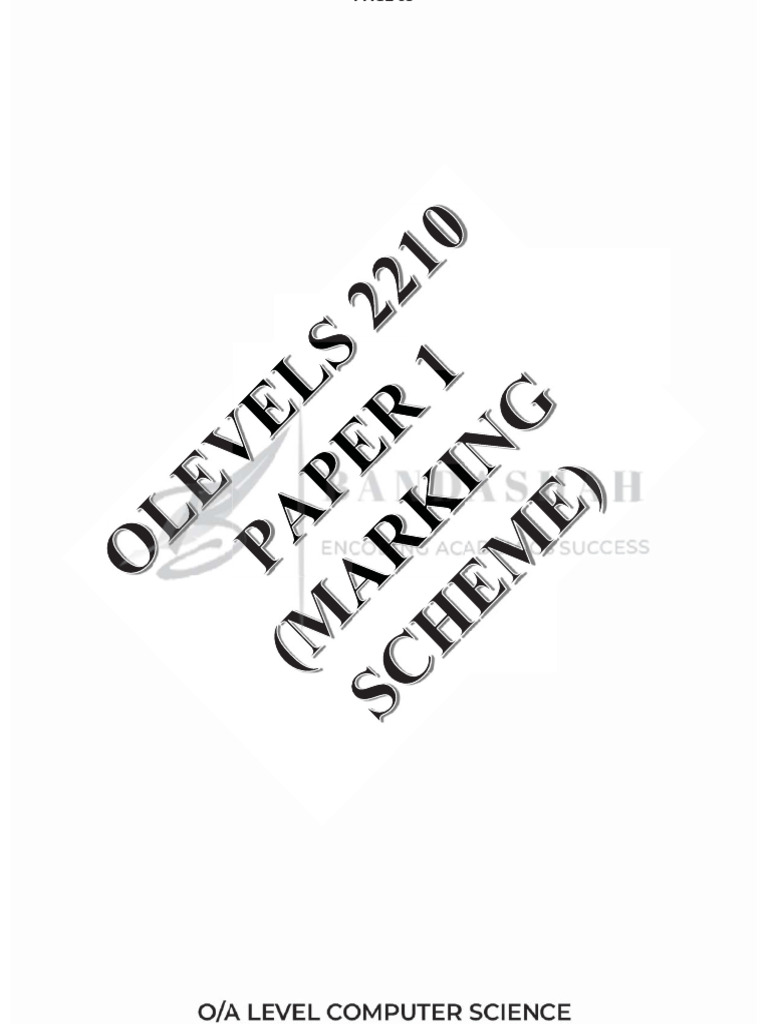 Cambridge O Level Mark Scheme 2018 | PDF | Computing | Computer Engineering