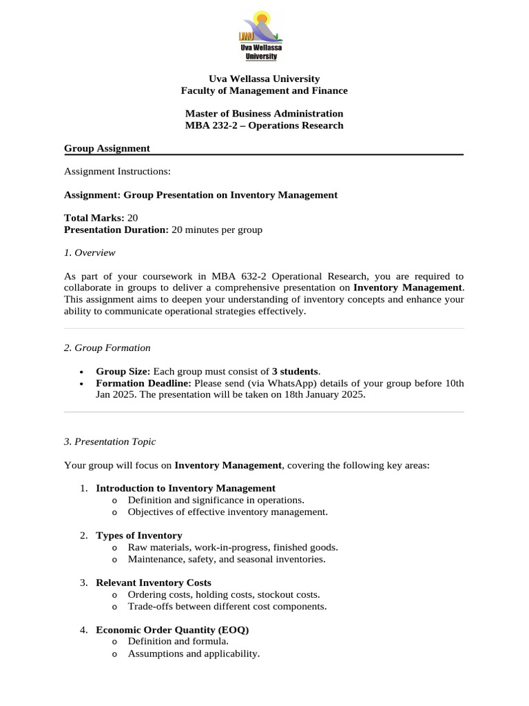 Assignment 2 | PDF | Inventory | Master Of Business Administration