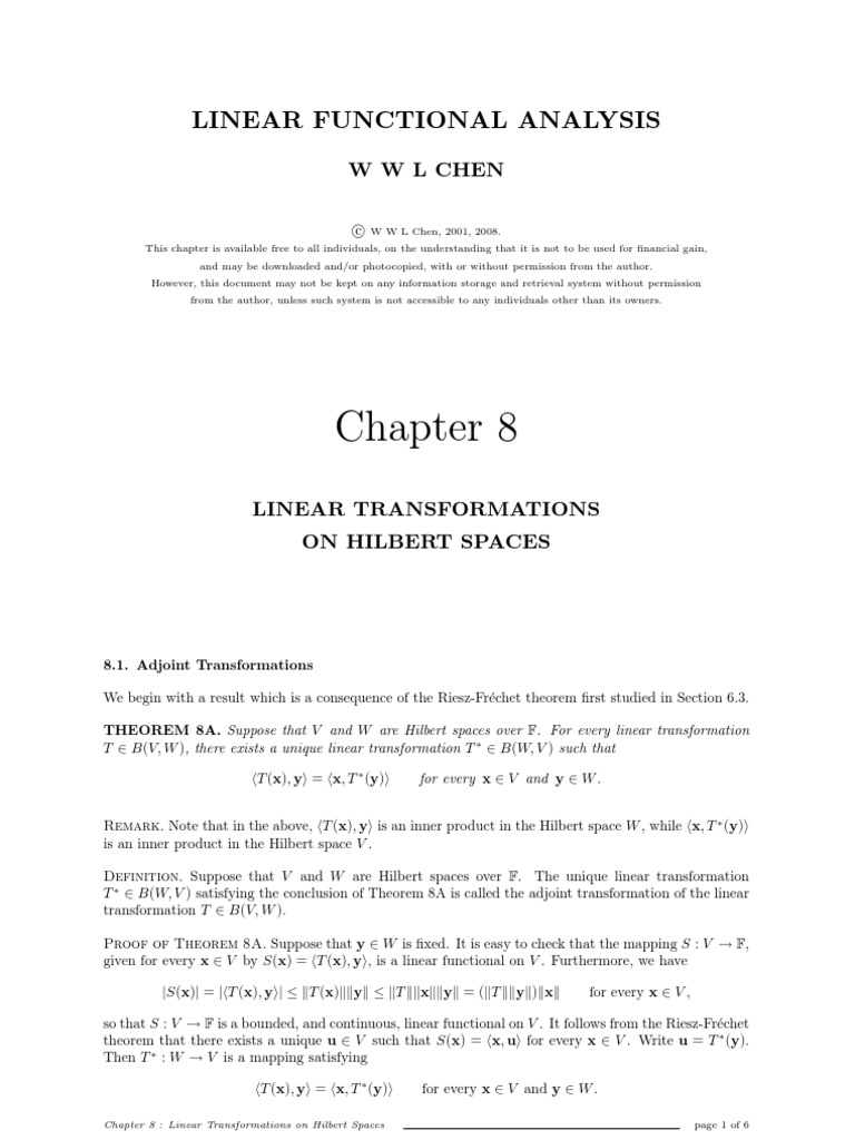 Adjoint Transformations in Hilbert Spaces | PDF | Hilbert Space ...