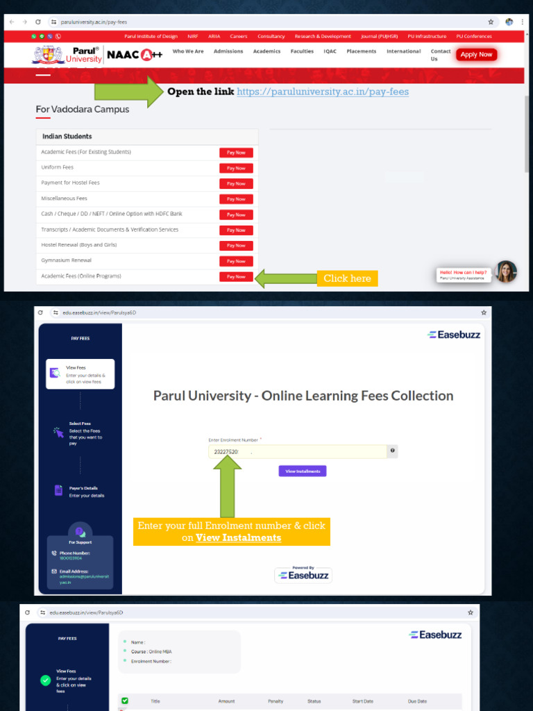 Parul University Fee Payment Guide | PDF