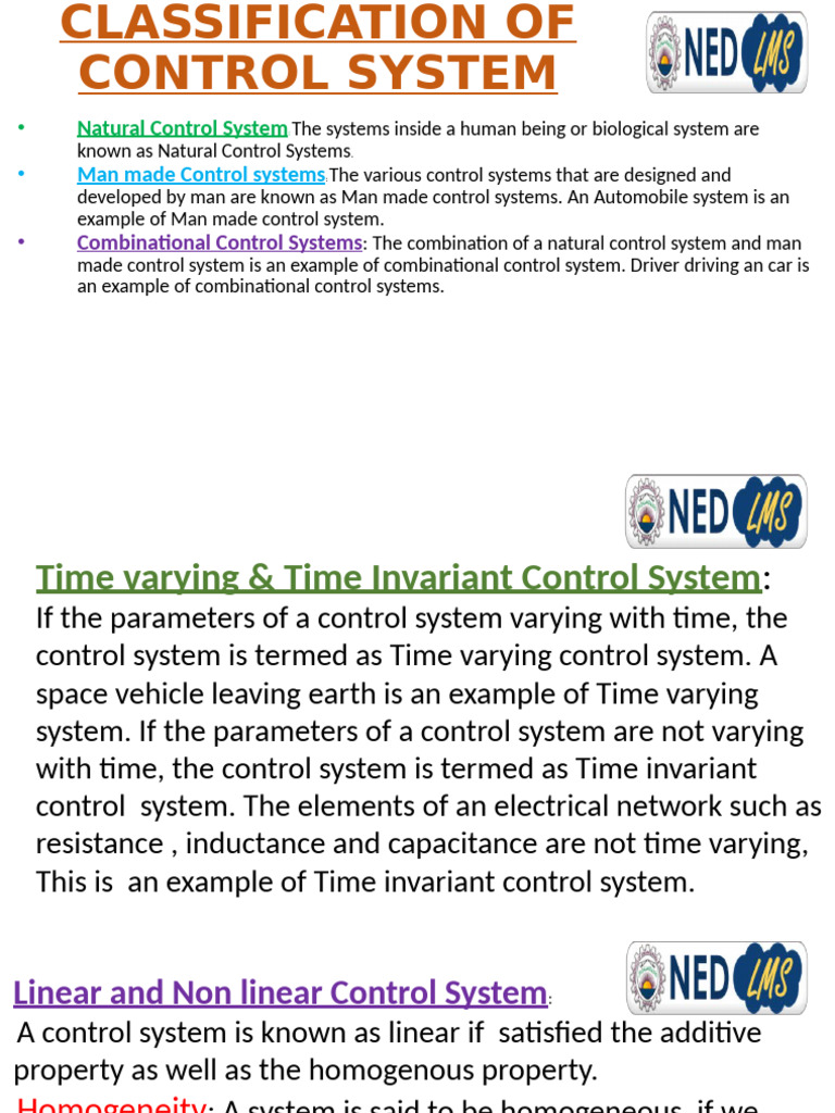 Classification of Control System Lecture No 2 July 2 | PDF | Nonlinear ...