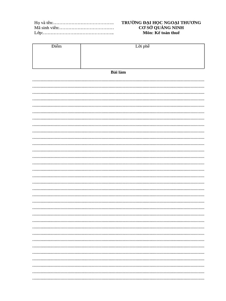 Form bài kiểm tra | PDF