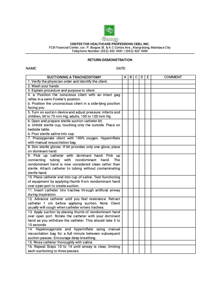 Tracheostomy Suctioning Procedure Guide | PDF | Catheter | Medical ...