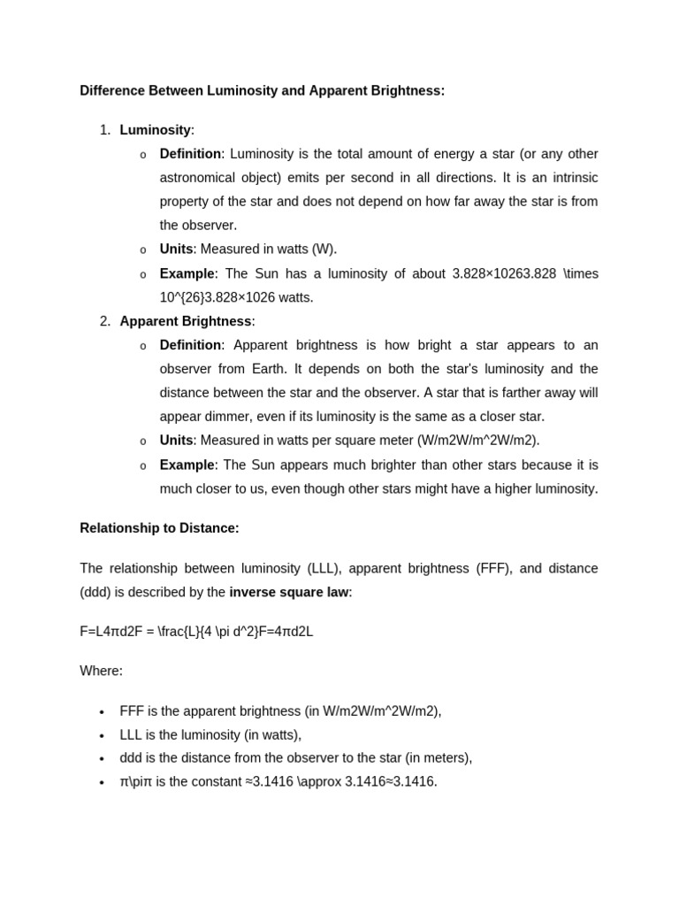 Luminosity vs. Apparent Brightness | PDF | Stars | Nuclear Fusion