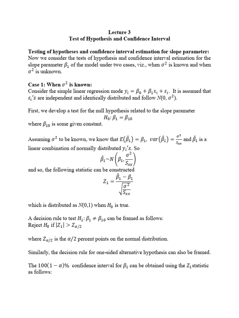 Hypothesis Testing and Confidence Intervals | PDF | Hypothesis ...