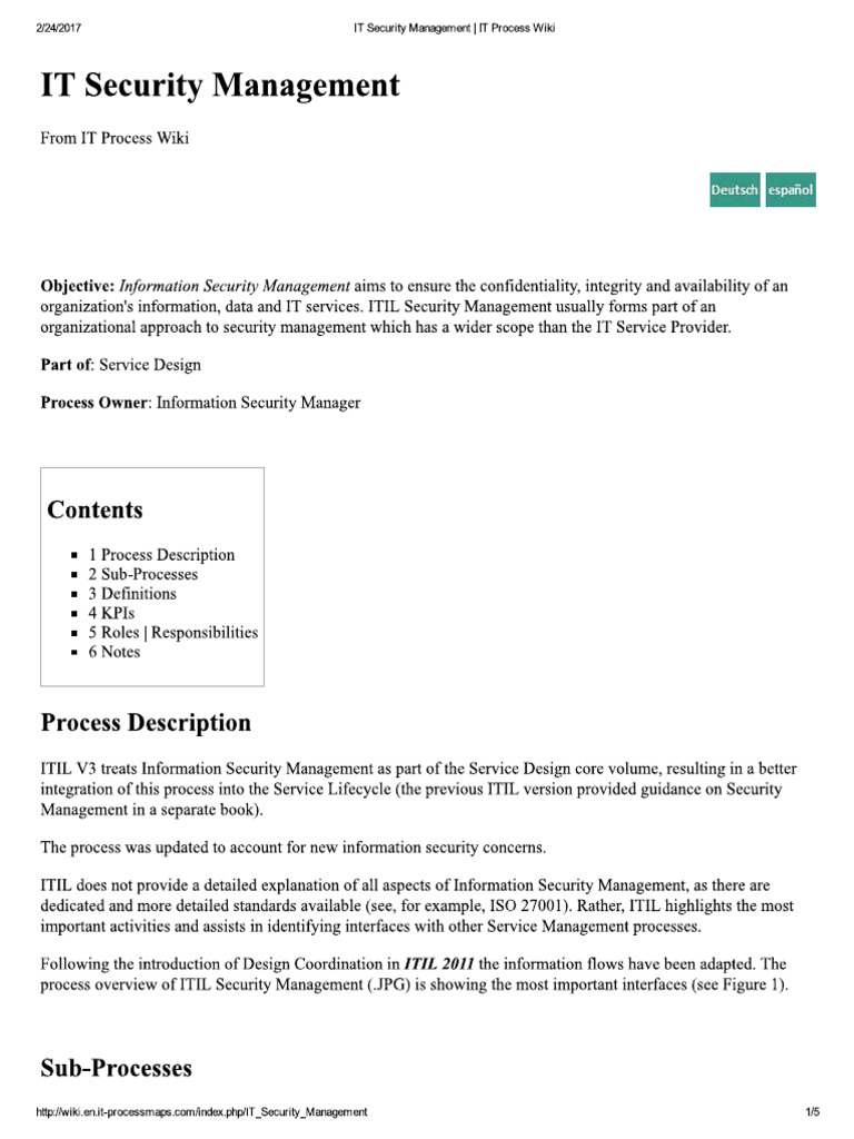 IT Security Management - IT Process Wiki | PDF