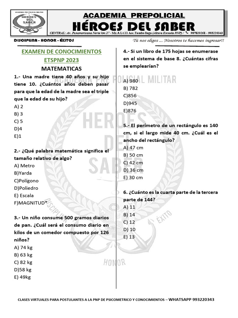 Examen de Conocimientos PNP 2023 | PDF | Habeas corpus | Moléculas