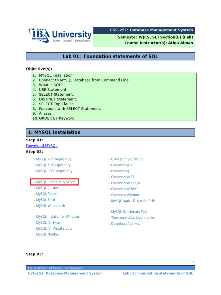 Lab 1 CA | PDF | Sql | Databases