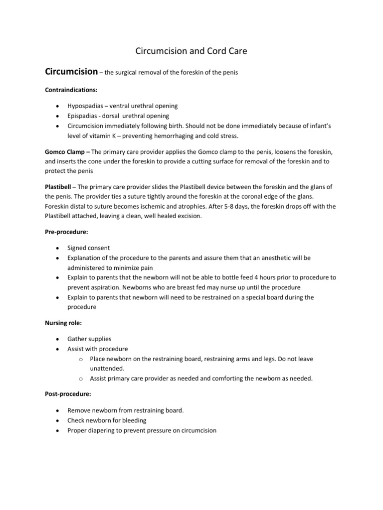 NUR106 Circumcision and Cord Care | PDF