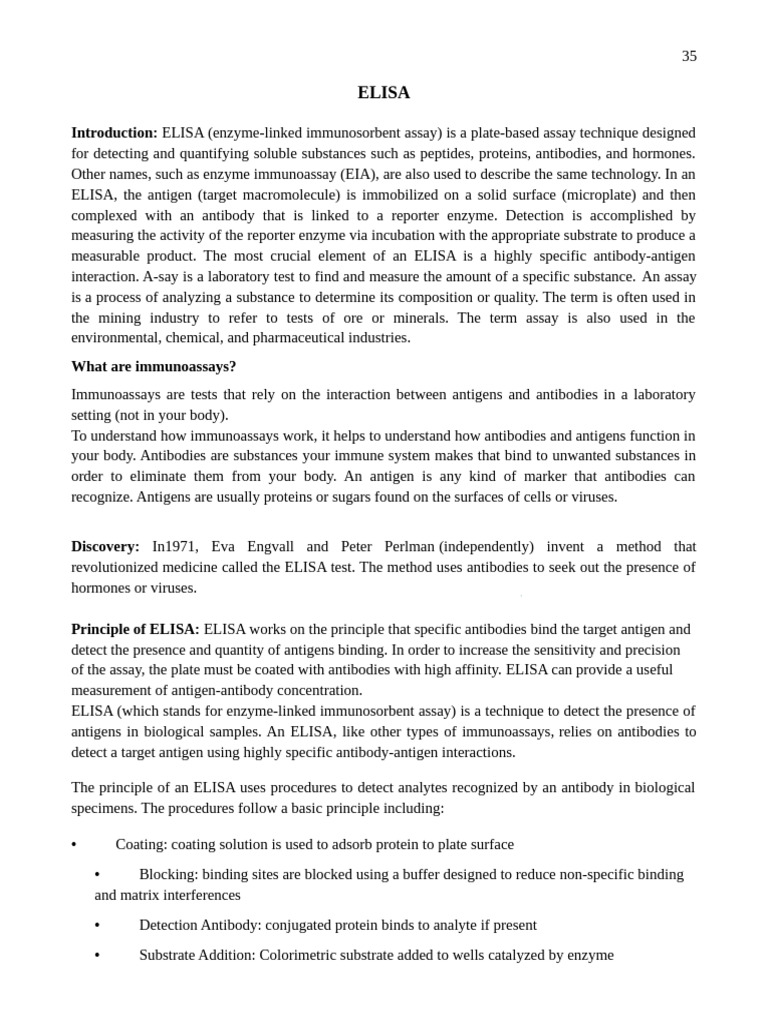 ELISA: Overview and Procedure Guide | PDF | Elisa | Immunoassay