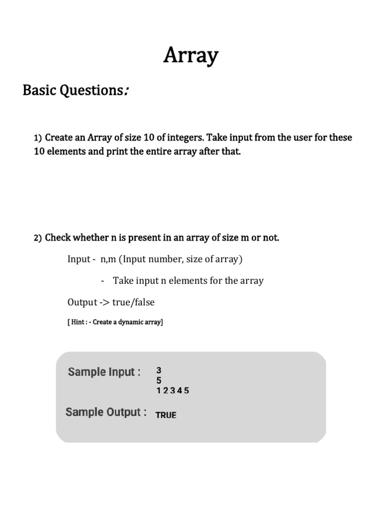 Basic Array 1 | PDF