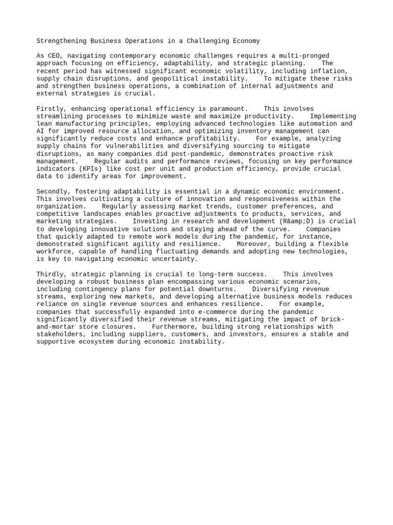 Boosting Business Resilience Strategies | PDF | Supply Chain | Economies