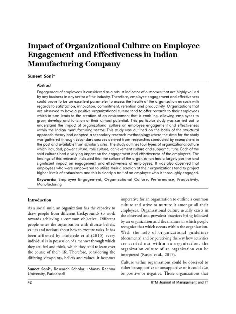 Impact of Culture on Employee Engagement | PDF | Organizational Culture ...