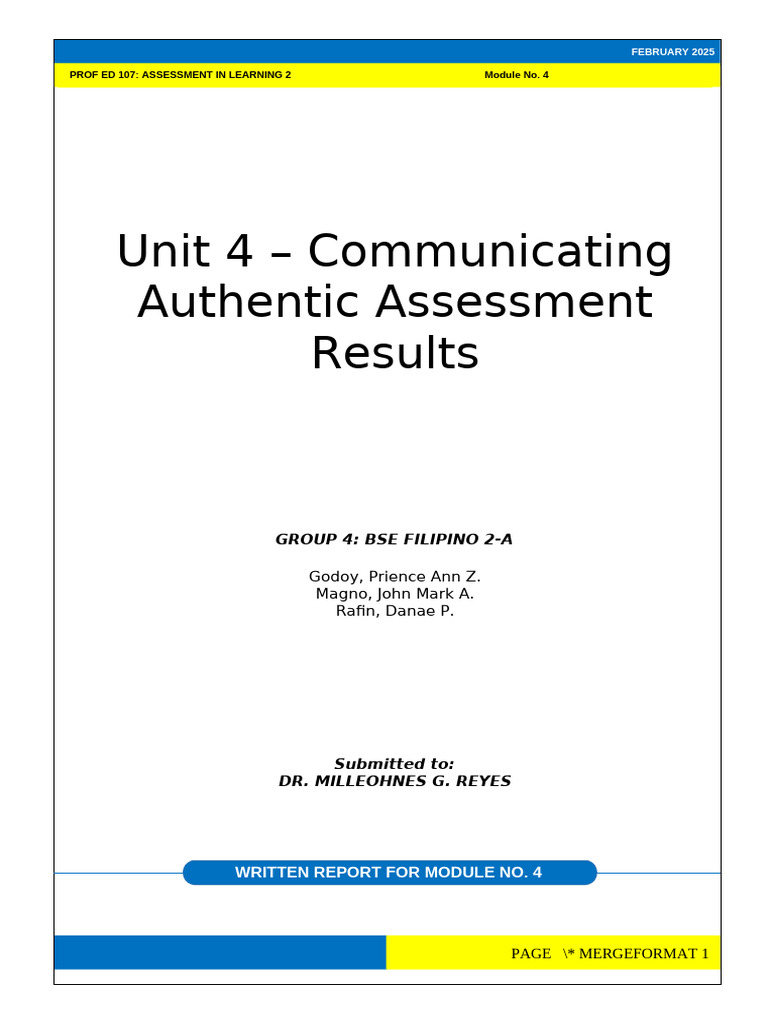 Unit LV Assessment in Learning 2 | PDF | Communication | Nonverbal ...