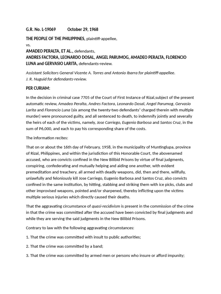 Multiple Murder Case in Philippine Prison | PDF | Crimes | Crime & Violence