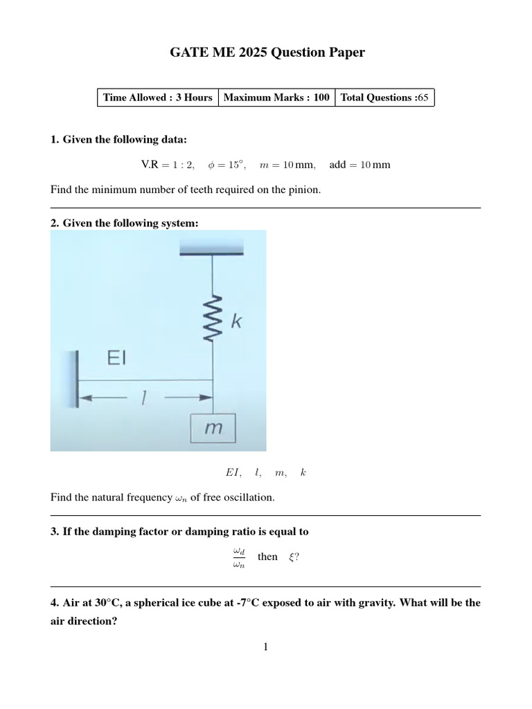 GATE ME 2025 Exam Paper Analysis | PDF | Entropy | Enthalpy