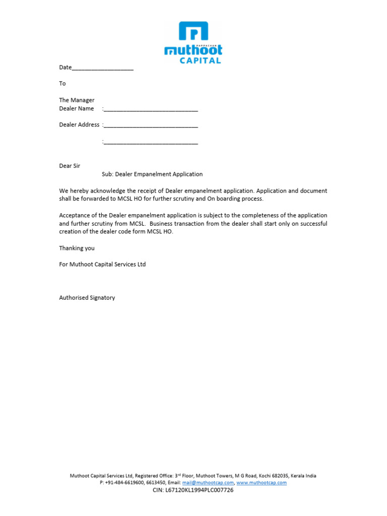 Dealer Empanelment Application Form | PDF | Indemnity | Arbitration