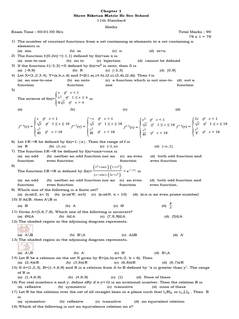 11 Chapter 1 | PDF | Function (Mathematics) | Functions And Mappings