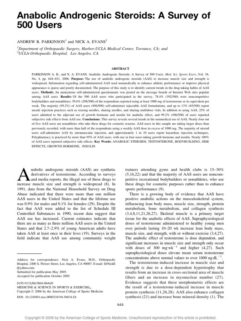 Anabolic Androgenic Steroids A Survey of 500.6 | PDF | Medical ...