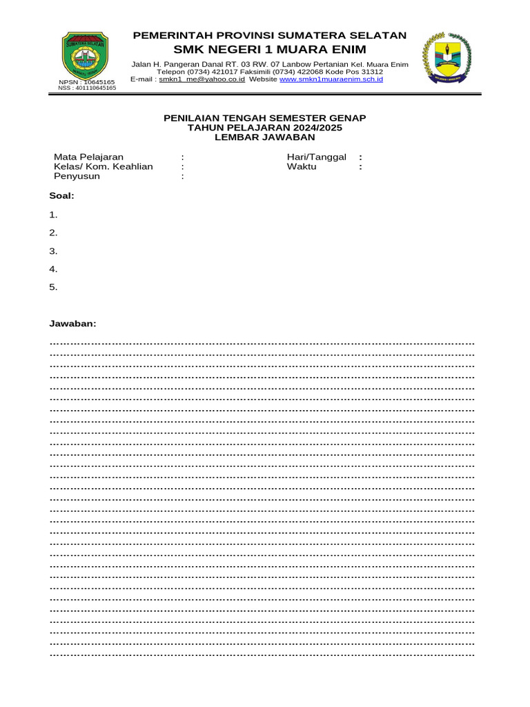 Format Soal PTS | PDF