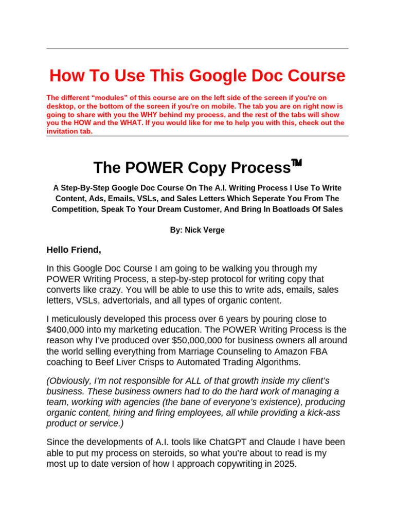 The POWER Copy Process | PDF | Propaganda | Marketing