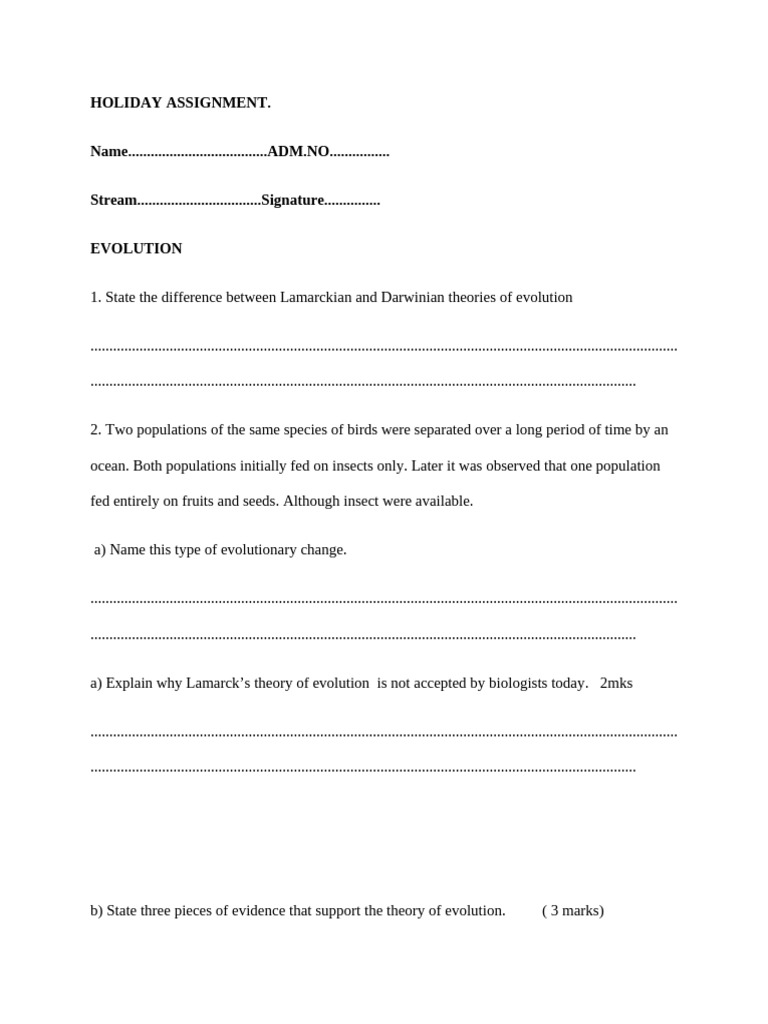 HOLIDAY ASSIGNM - Form 4 Biology | PDF | Dominance (Genetics) | Genotype