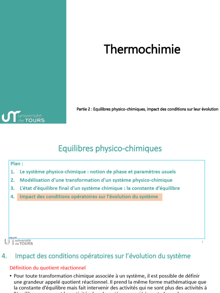 Équilibres physico-chimiques et Qr | PDF | Équilibre chimique | Physique