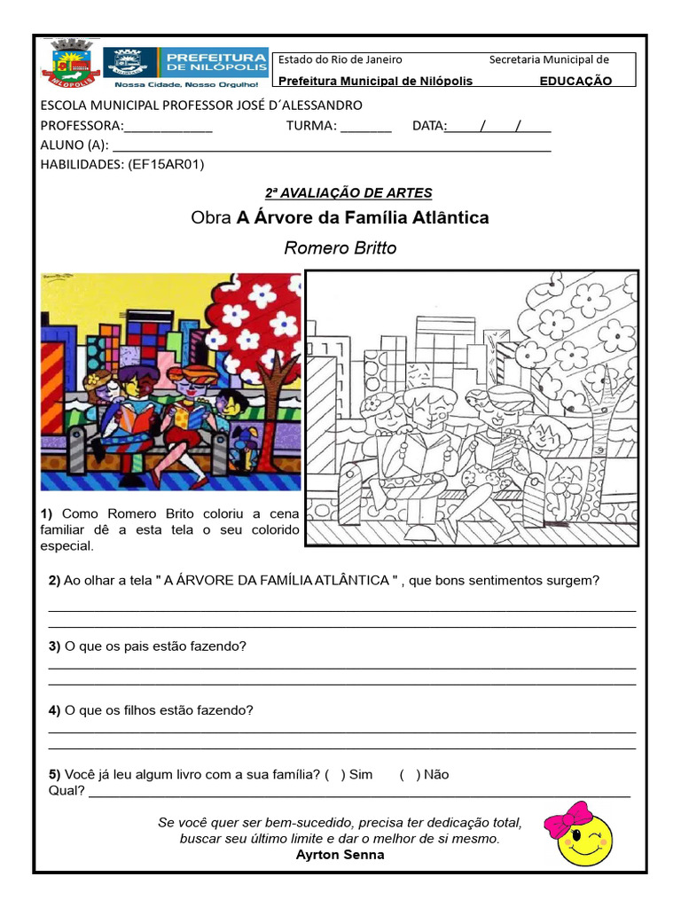 Avaliação de Artes - 2º Bimestre 1º Ano | PDF