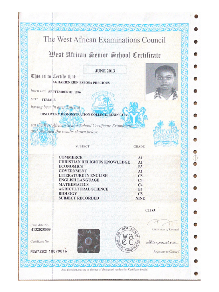WEST AFRICAN EXAMINATIONS COUNCIL visual data 4