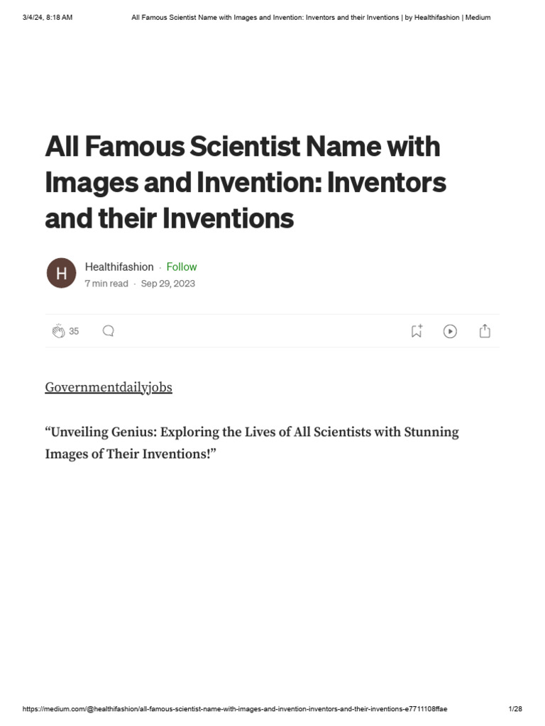 Famous Scientists and Their Inventions | PDF | Invention | Thomas Edison